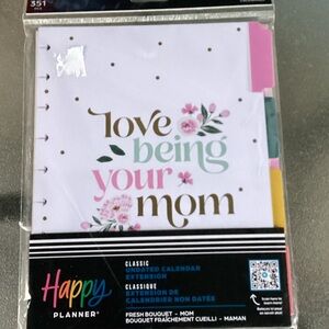 Happy Planner White Pink Mint Gold Floral Undated Classic Planner